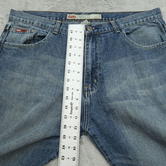 Chams Jeans Mens Size 38x31 Blue Relaxed Fit Denim Pants Stone Wash Medium - Picture 13 of 14